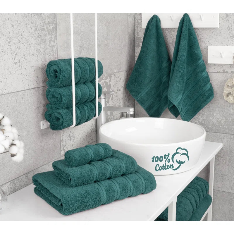100% Cotton Premium Turkish Bath Towel Set, 6 Piece Super Soft and Absorbent Darcelle Collection