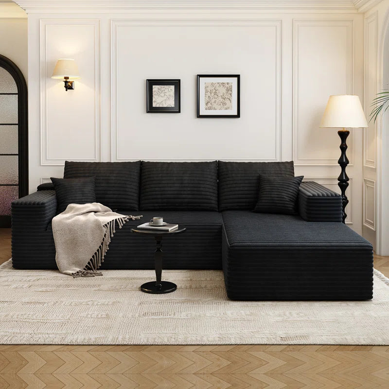 107.5"Cloud Modular Sectional Sofa Couch with L-Shape Chaise,Modern Minimalist Upholstered Couches for Living Room Bedroom,Deep Seat Corner Couch, No Assembly Required