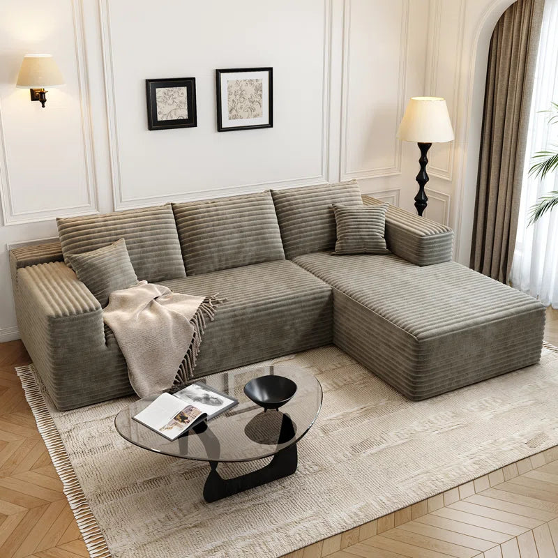 107.5"Cloud Modular Sectional Sofa Couch with L-Shape Chaise,Modern Minimalist Upholstered Couches for Living Room Bedroom,Deep Seat Corner Couch, No Assembly Required