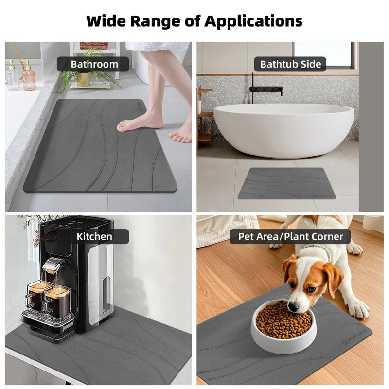 15.35 In. X 23.62 In. Stone Bath Mat, Super Absorbent Quick-Drying Shower Mat, Diatomaceous Earth Bath Mat