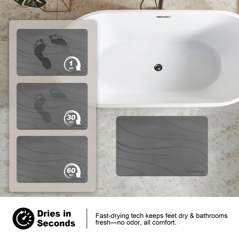 15.35 In. X 23.62 In. Stone Bath Mat, Super Absorbent Quick-Drying Shower Mat, Diatomaceous Earth Bath Mat