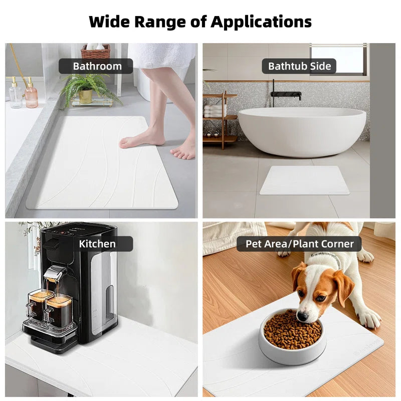 15.35 In. X 23.62 In. Stone Bath Mat, Super Absorbent Quick-Drying Shower Mat, Diatomaceous Earth Bath Mat