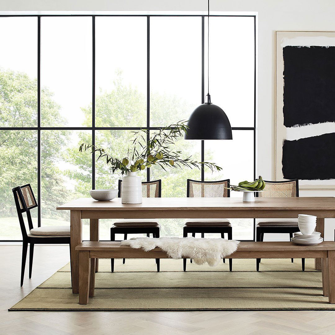 Basque Light Brown Wood Bench with Natural Cushion