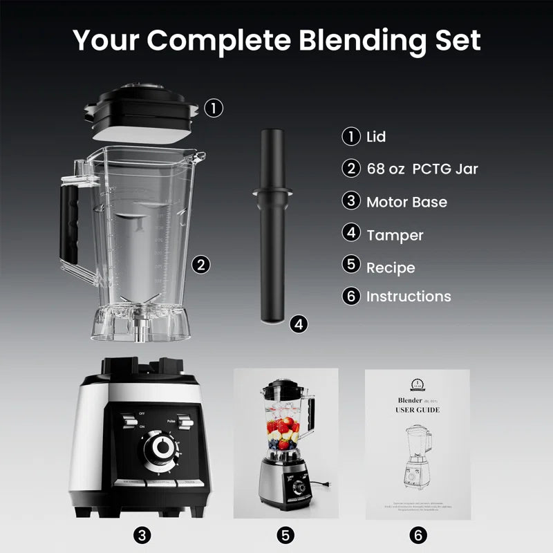 1800W Professional High-Speed Blender – 68Oz BPA-Free Pitcher, Ice Crushing，Ice And Frozen Fruit