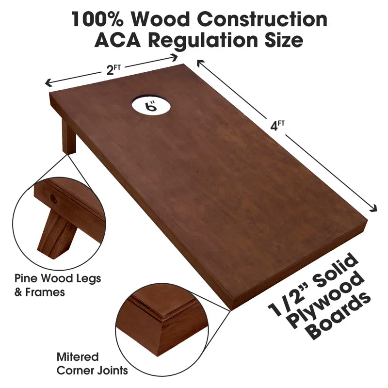 2' x 4' Solid Wood Cornhole Set with Carrying Case (Set of 2)