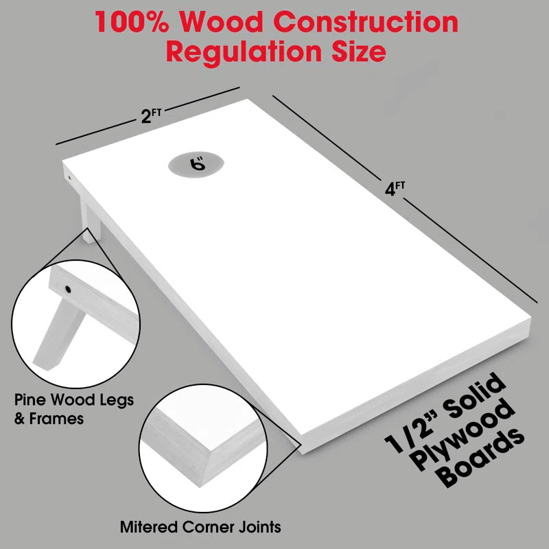 2' x 4' Solid Wood Cornhole Set with Carrying Case (Set of 2)