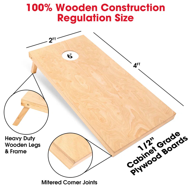 2' x 4' Solid Wood Cornhole Set with Carrying Case (Set of 2)