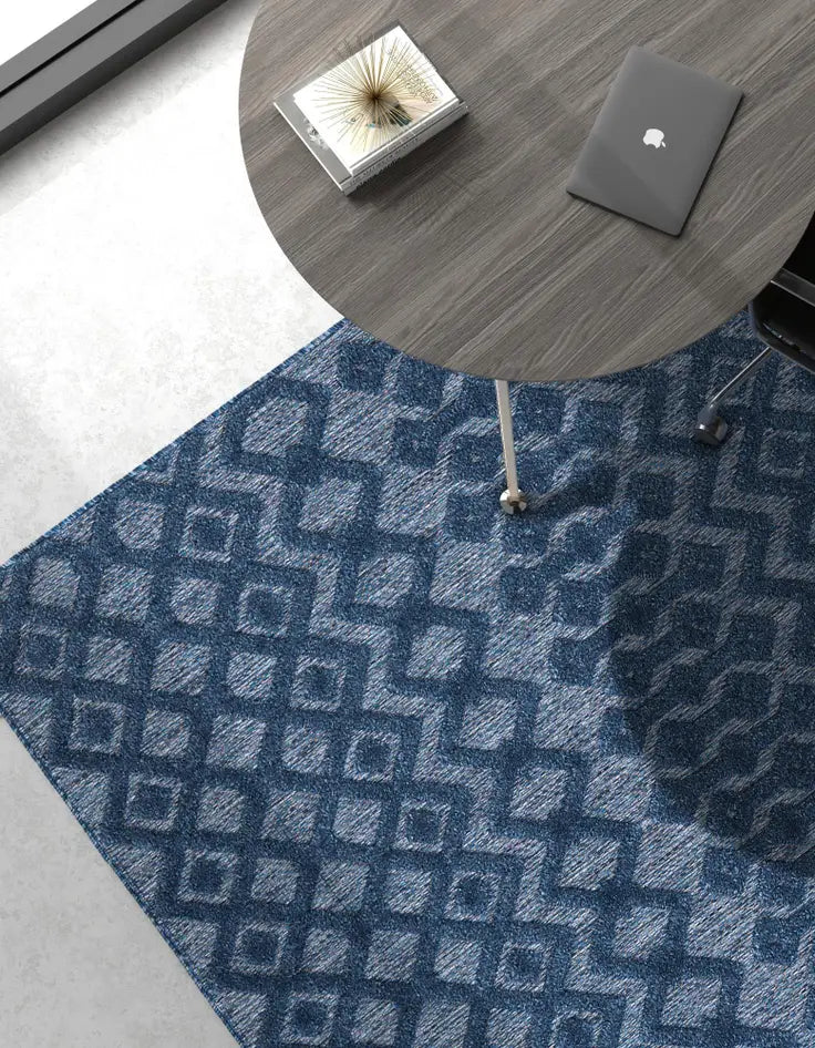 Washable Trellis Textured Indoor / Outdoor Rug