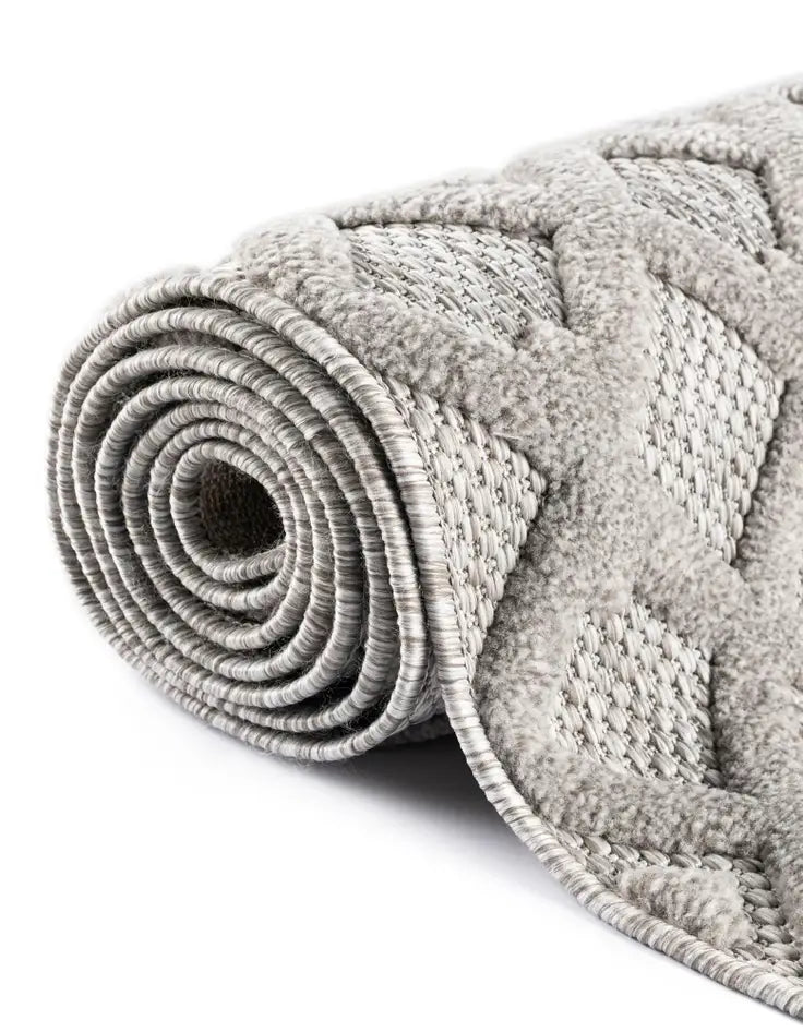 Washable Trellis Textured Indoor / Outdoor Rug