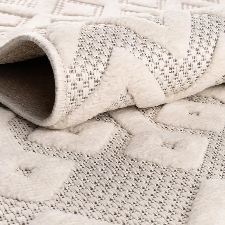 Washable Trellis Textured Indoor / Outdoor Rug