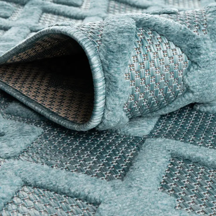 Washable Trellis Textured Indoor / Outdoor Rug