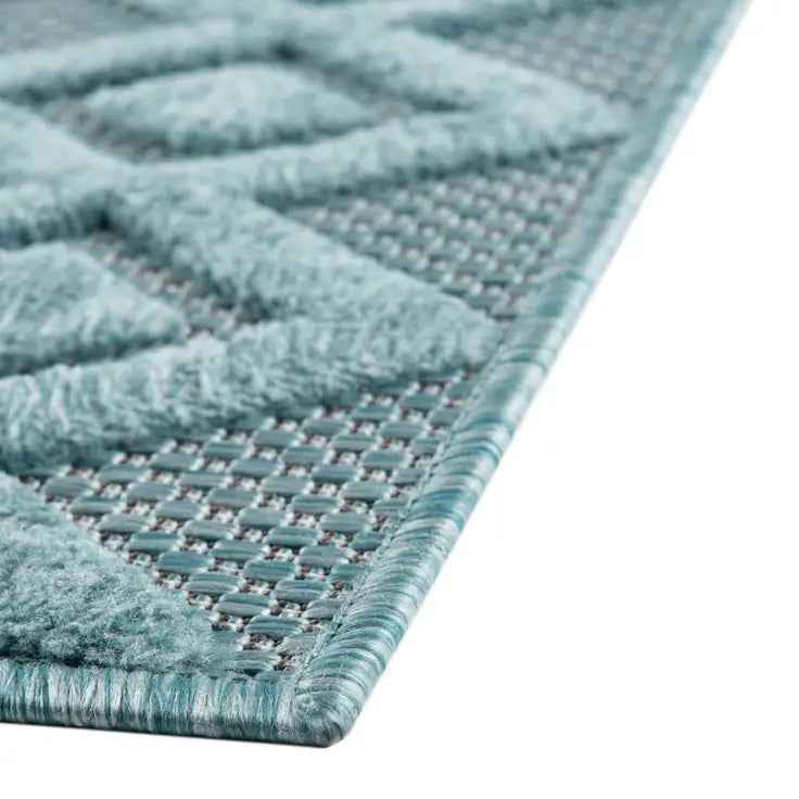 Washable Trellis Textured Indoor / Outdoor Rug