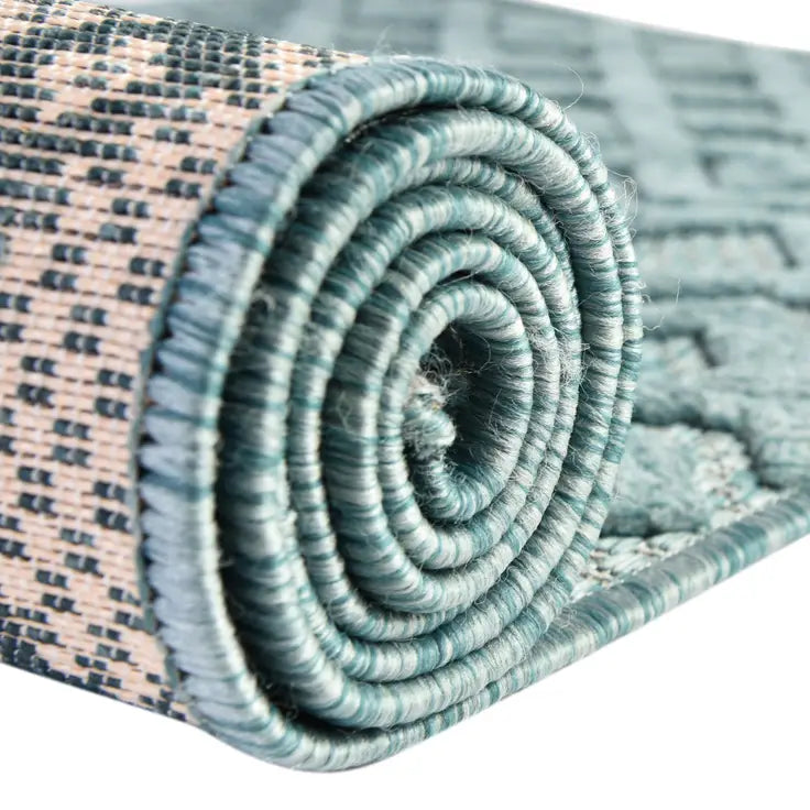 Washable Trellis Textured Indoor / Outdoor Rug