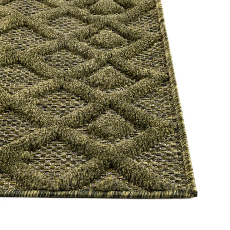 Washable Trellis Textured Indoor / Outdoor Rug