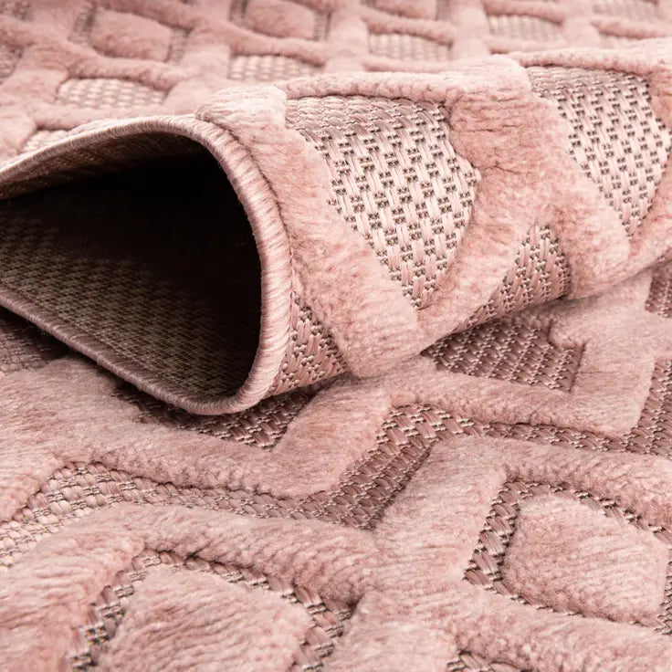 Washable Trellis Textured Indoor / Outdoor Rug