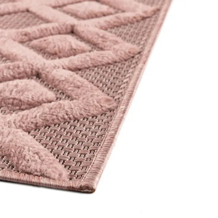 Washable Trellis Textured Indoor / Outdoor Rug