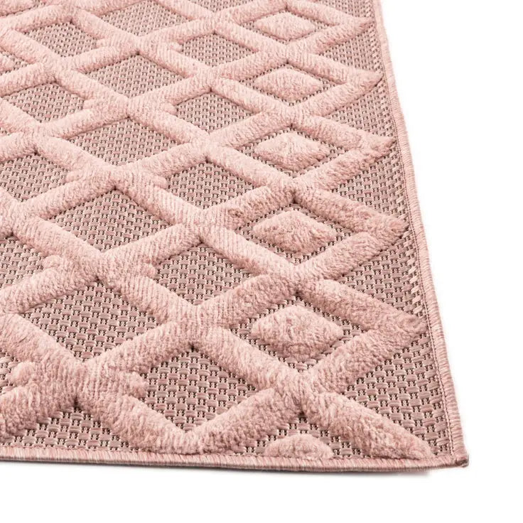 Washable Trellis Textured Indoor / Outdoor Rug