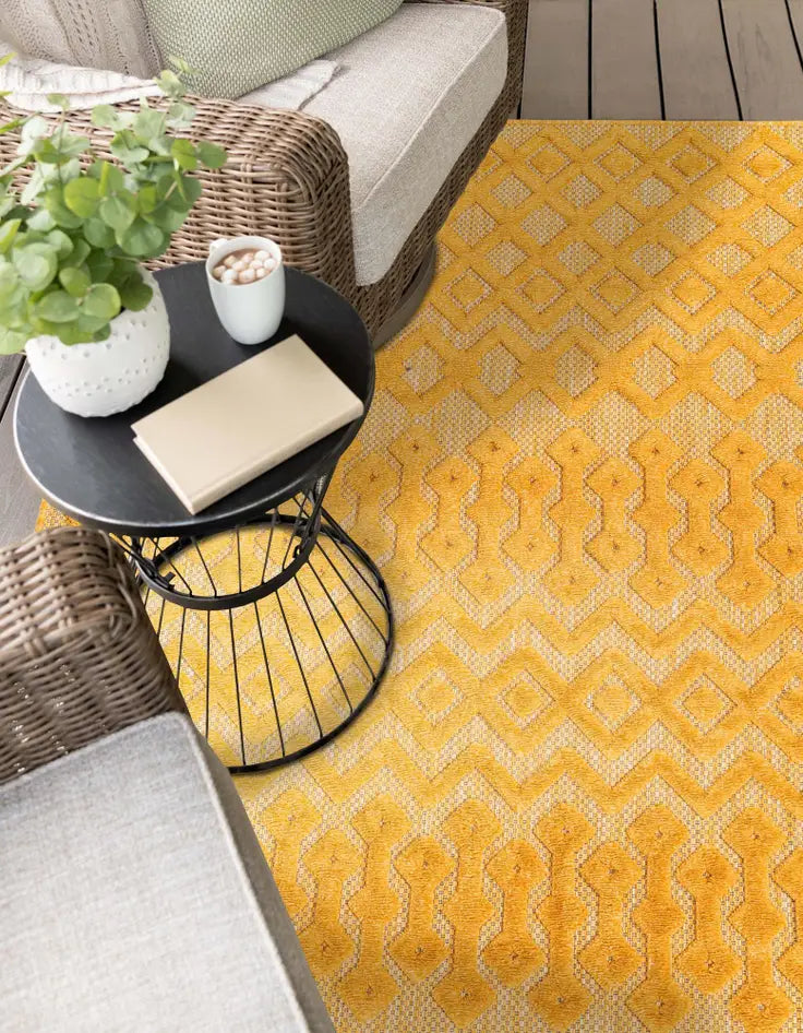 Washable Trellis Textured Indoor / Outdoor Rug