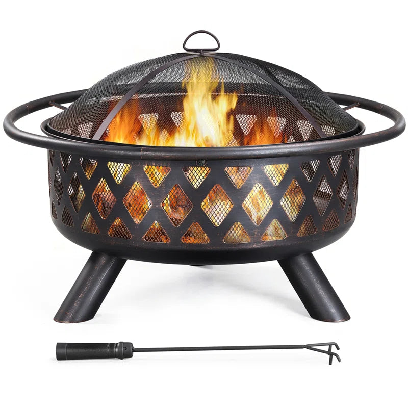 36″ Dia. × 23.5″ H Cast Iron Wood Burning Fire Pit