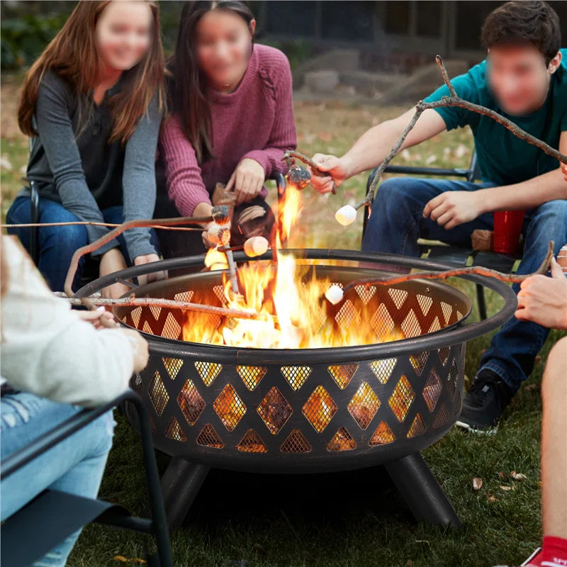 36″ Dia. × 23.5″ H Cast Iron Wood Burning Fire Pit