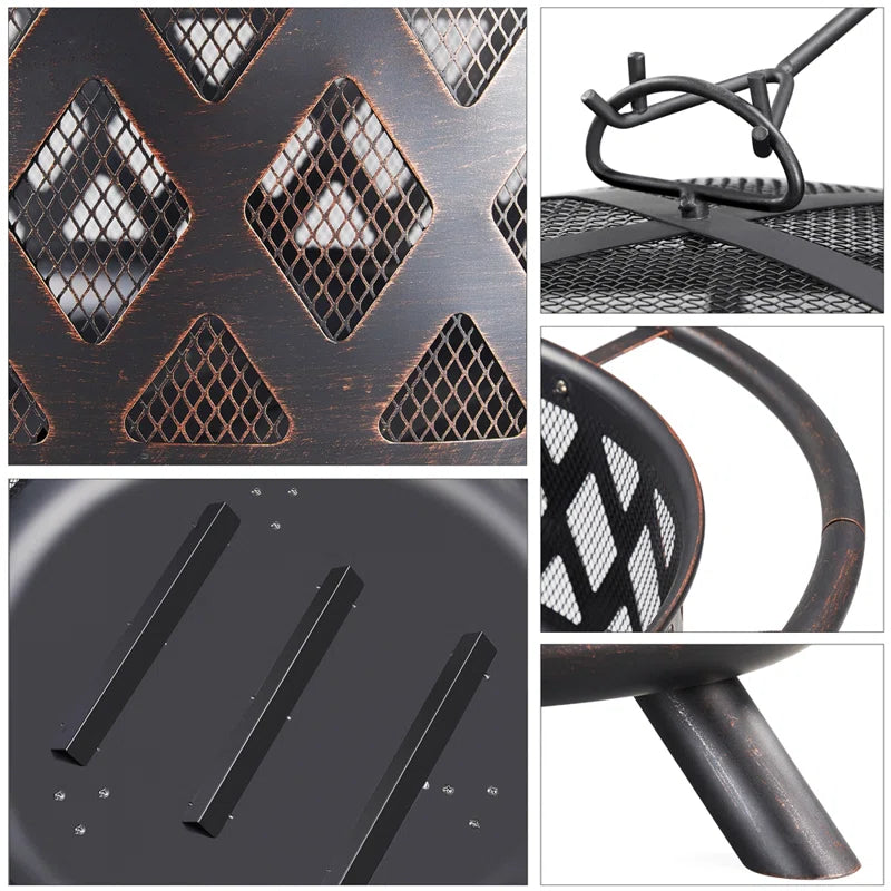 36″ Dia. × 23.5″ H Cast Iron Wood Burning Fire Pit