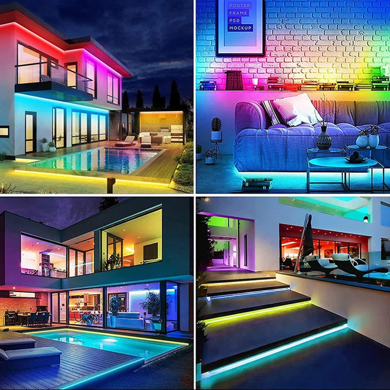 40FT Commercial Sync RGB LED Neon Rope Light 120V Plug-in Neon Strip Light Remote Control Connectable Cuttable IP65 Waterproof for Indoor and Outdoor Holiday Christmas Home Décor Diameter 10x18mm