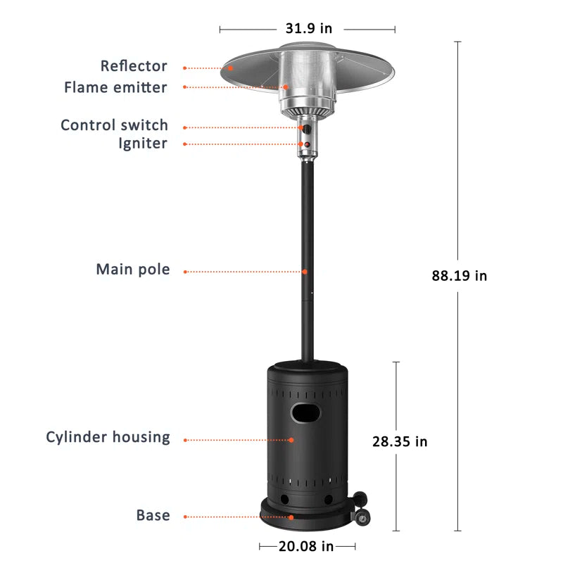 48000 BTU Propane Standing Patio Heater