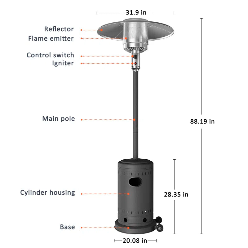 48000 BTU Propane Standing Patio Heater