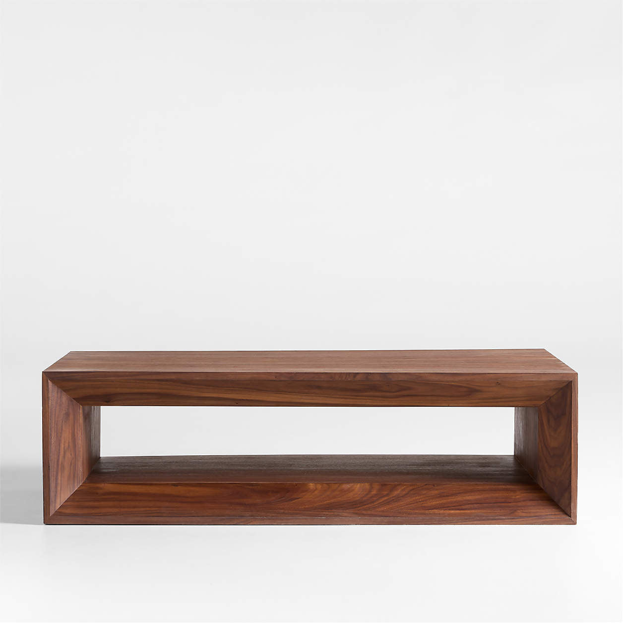 Vernon Ebonized Pine Wood 56" Rectangular Coffee Table with Shelf