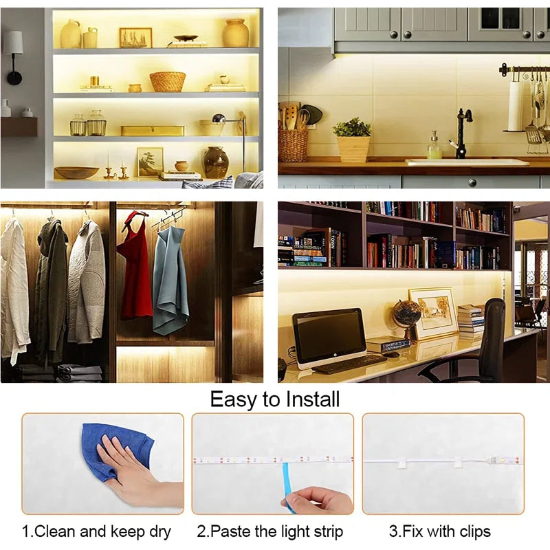 6-Pieces 20" LED Strip Light Bars with Remote Control Cuttable for Cabinet Mirror 6P-STRIP-WW