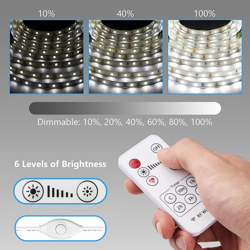 6-Pieces 20" LED Strip Light Bars with Remote Control Cuttable for Cabinet Mirror 6P-STRIP-WW