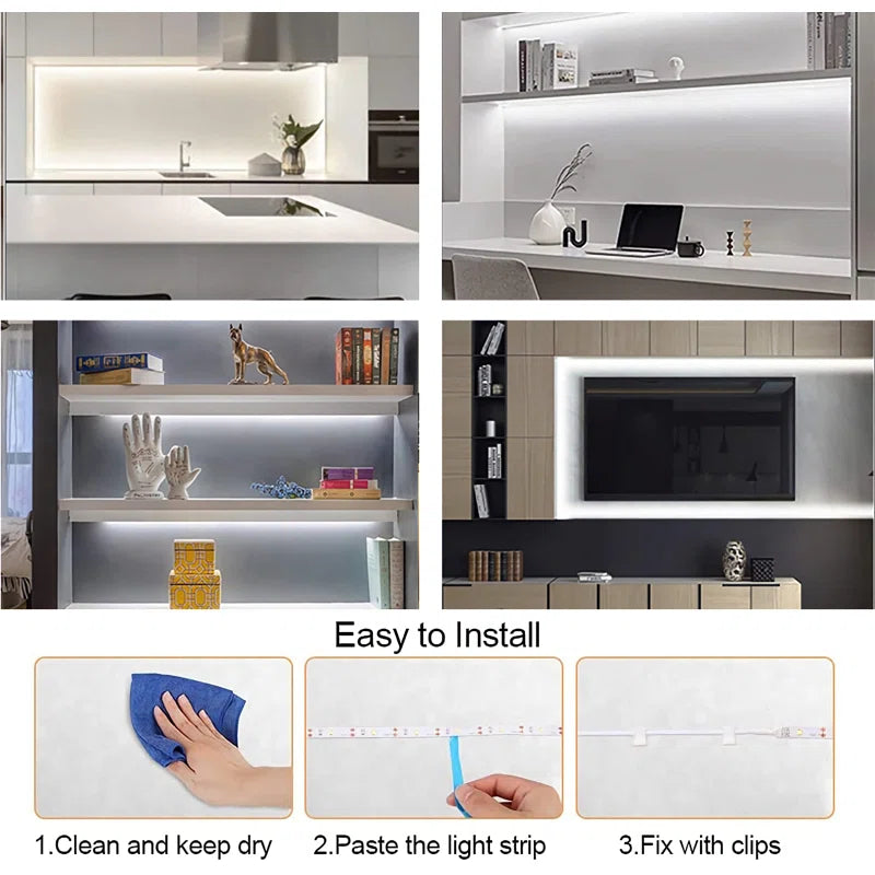 6-Pieces 20" LED Strip Light Bars with Remote Control Cuttable for Cabinet Mirror 6P-STRIP-WW