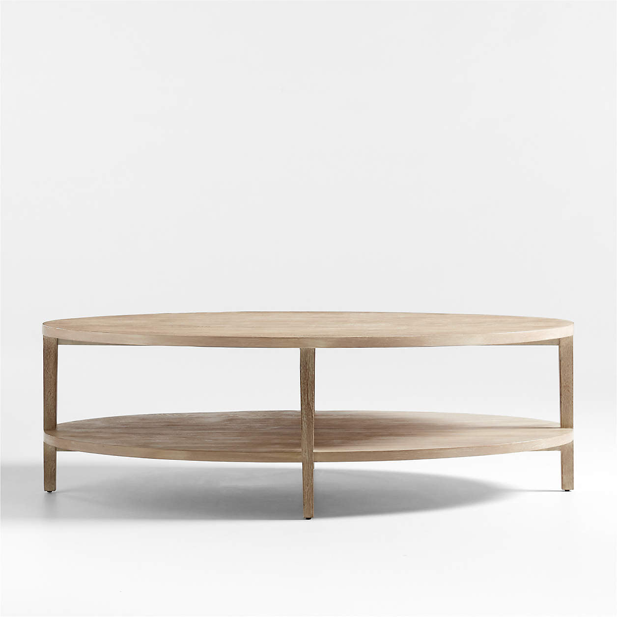 Clairemont Natural Oak Wood 48" Oval Coffee Table with Shelf
