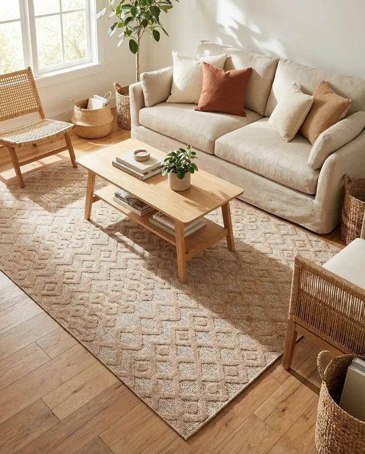 Washable Trellis Textured Indoor / Outdoor Rug