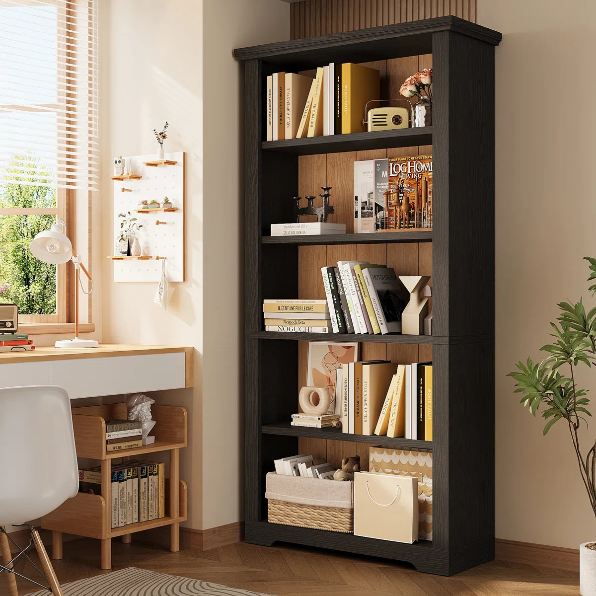 68.5"H X 31.5"W 5-Tier Freestanding Standard Bookcase, Modern Open Storage Bookshelf Display Organizer For Bedroom, Livingroom, Home Office