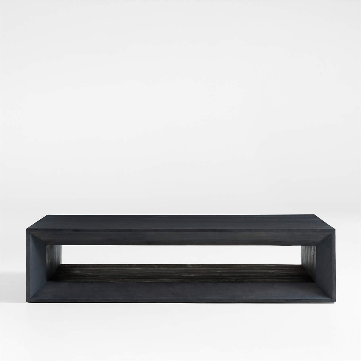Vernon Ebonized Pine Wood 56" Rectangular Coffee Table with Shelf