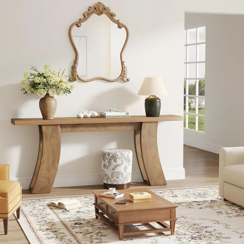 70.9-Inch Wood Console Table For Entryway Living Room, Farmhouse Extra Long Sofa Tables For Hallway Couch Foyer Entrance, Natural Brown