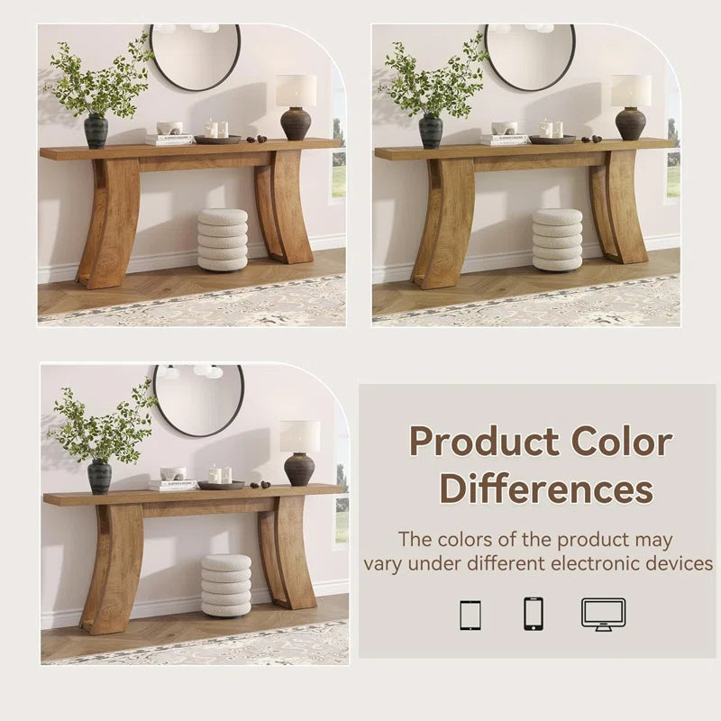 70.9-Inch Wood Console Table For Entryway Living Room, Farmhouse Extra Long Sofa Tables For Hallway Couch Foyer Entrance, Natural Brown
