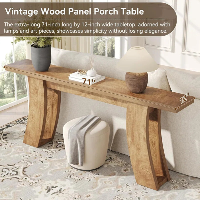 70.9-Inch Wood Console Table For Entryway Living Room, Farmhouse Extra Long Sofa Tables For Hallway Couch Foyer Entrance, Natural Brown