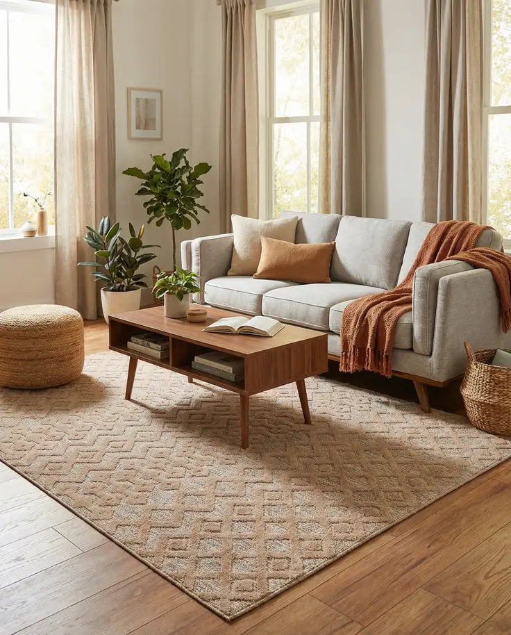 Washable Trellis Textured Indoor / Outdoor Rug
