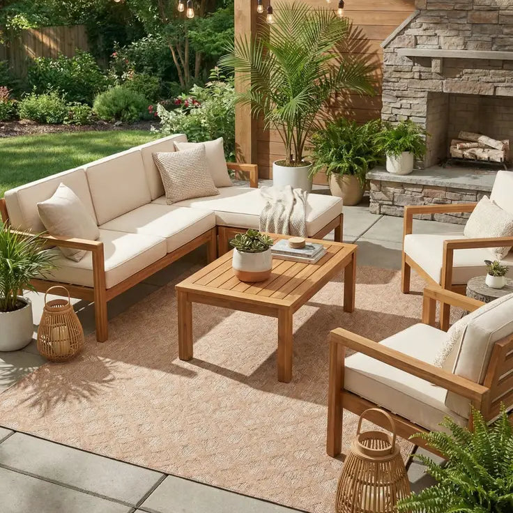 Washable Trellis Textured Indoor / Outdoor Rug