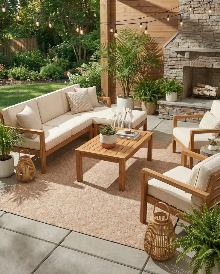 Washable Trellis Textured Indoor / Outdoor Rug