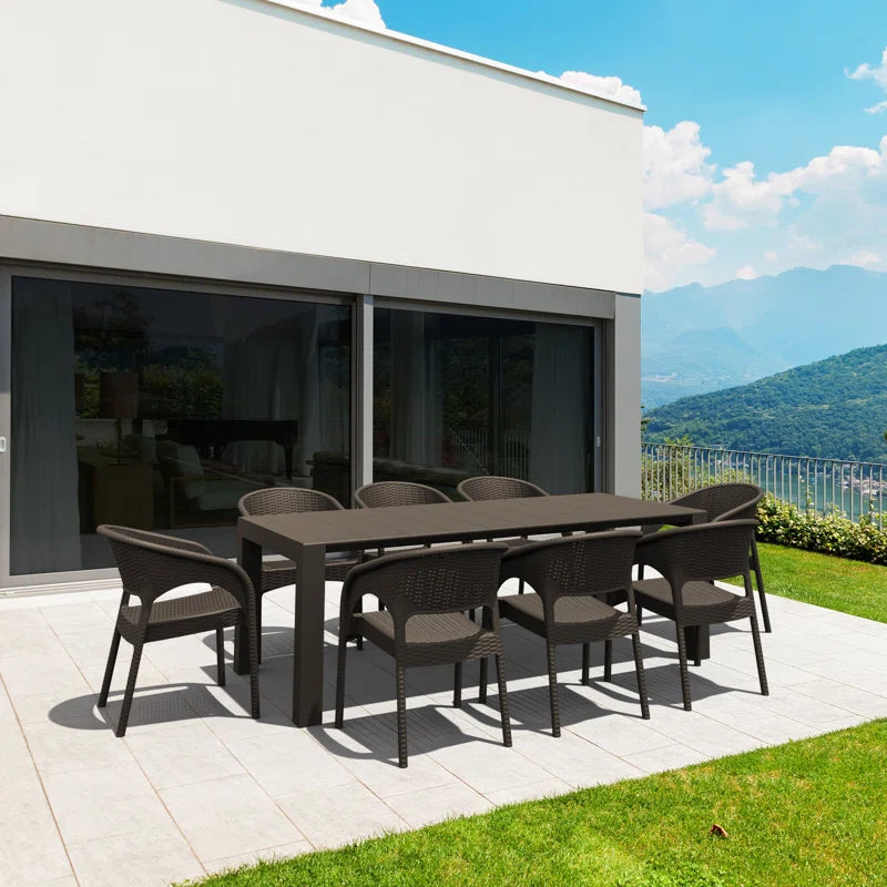 8 - Person Patio Dining Set with Extendable Rectangular Table