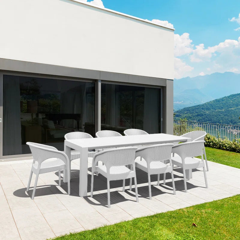 8 - Person Patio Dining Set with Extendable Rectangular Table