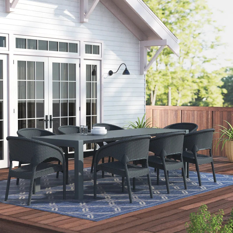 8 - Person Patio Dining Set with Extendable Rectangular Table