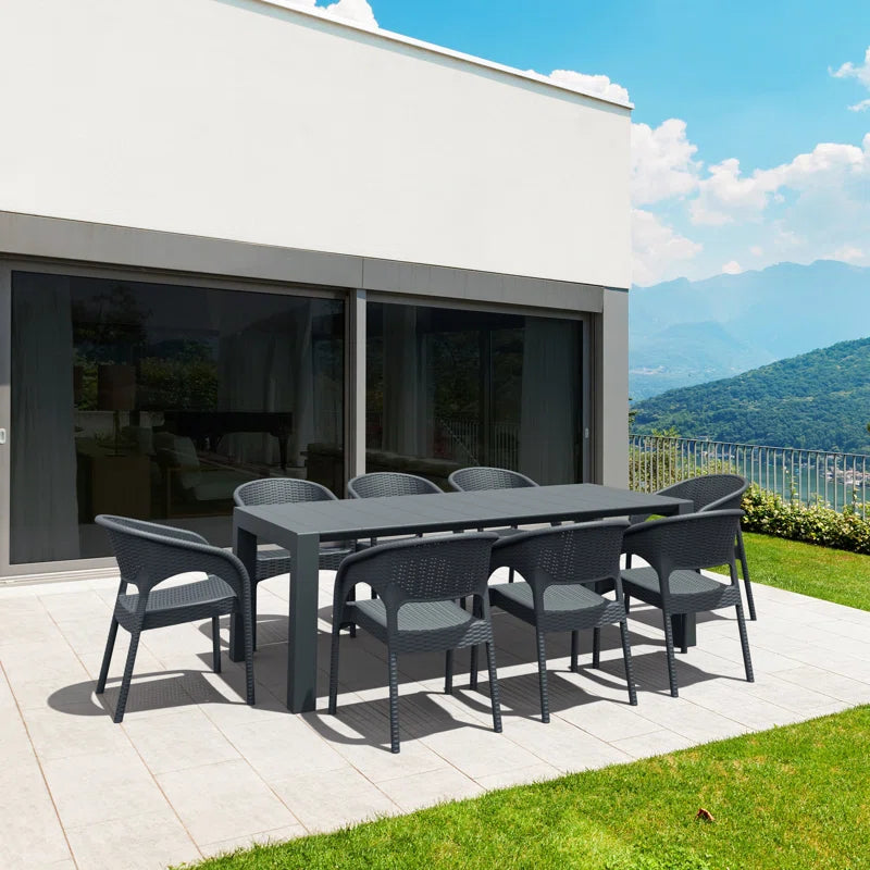 8 - Person Patio Dining Set with Extendable Rectangular Table