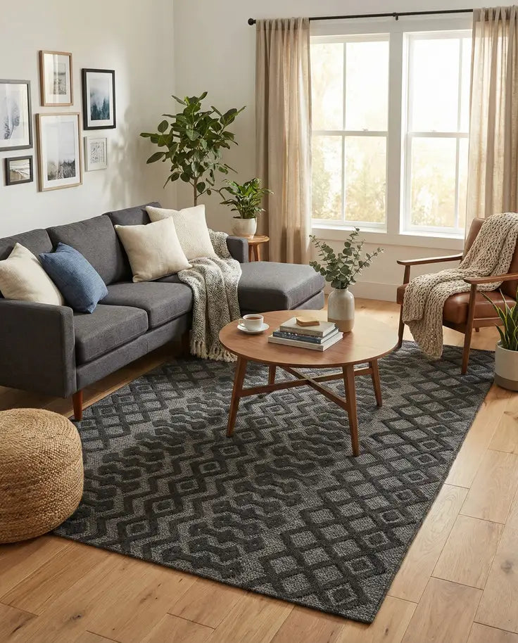 Washable Trellis Textured Indoor / Outdoor Rug