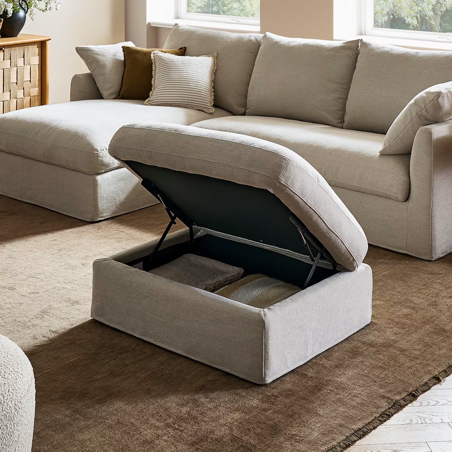 Agnes Slipcover Storage Ottoman