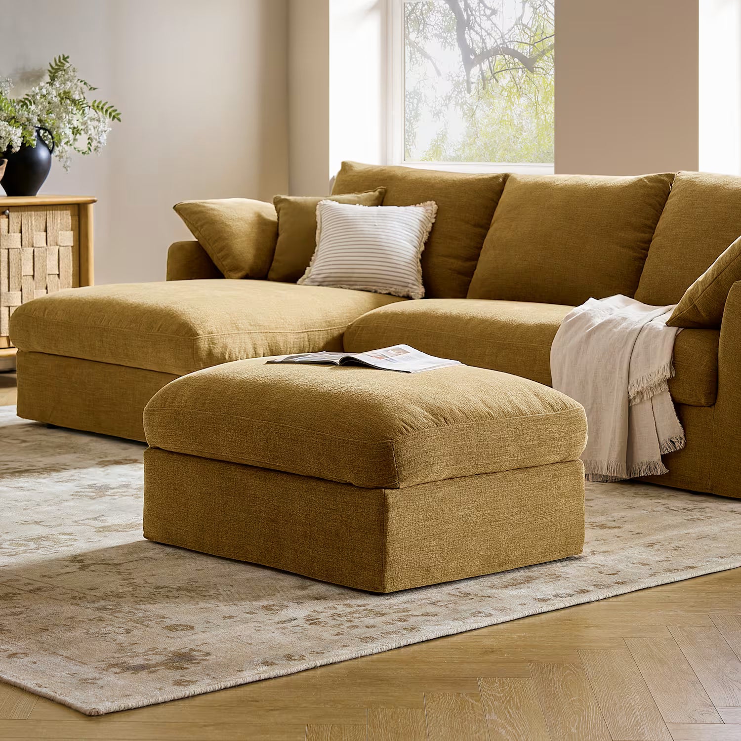 Agnes Slipcover Storage Ottoman