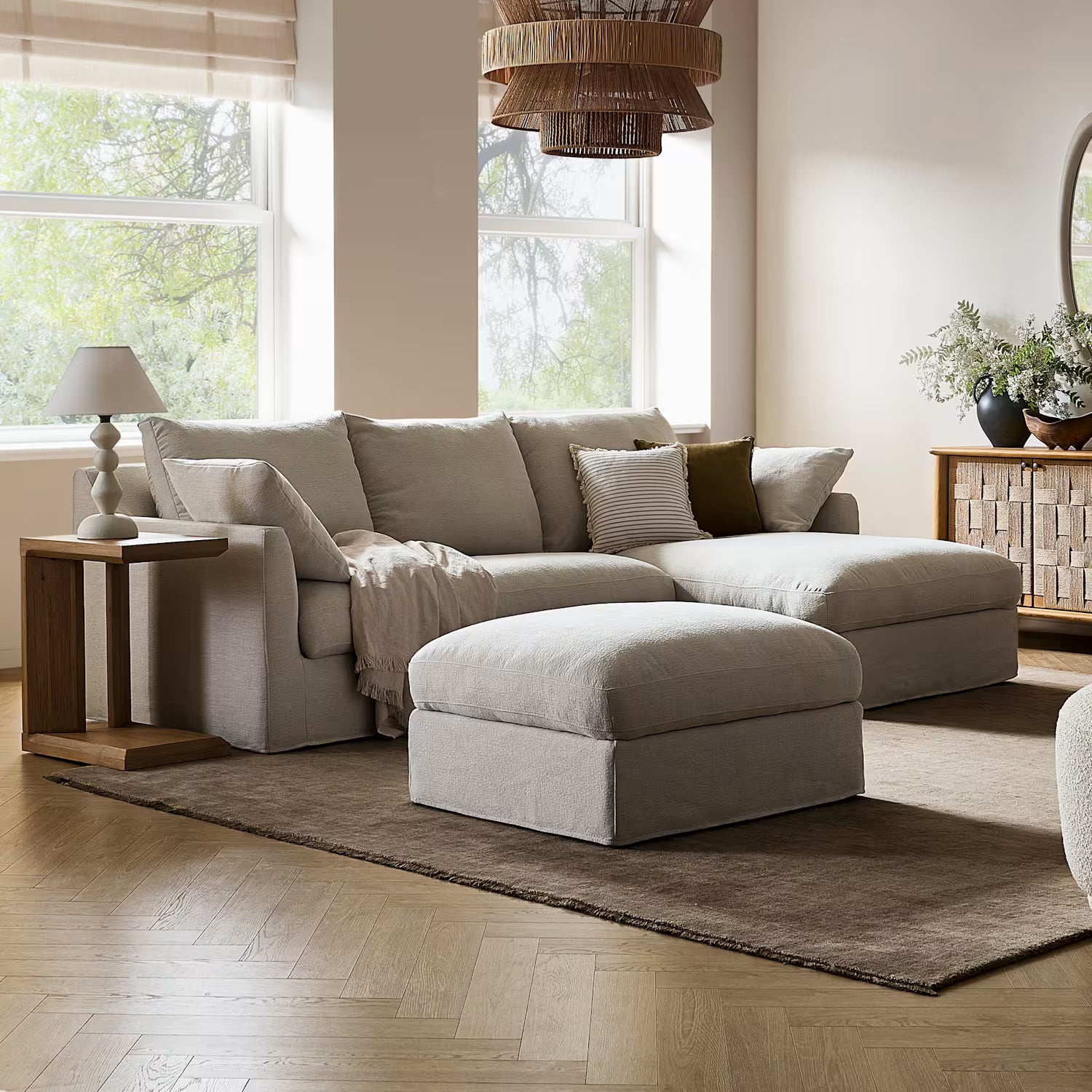 Agnes Slipcover Storage Ottoman